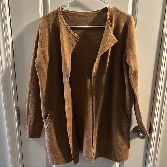 J Crew Women Juliette Collarless Open Cardigan/Blazer COFFEE BROWN Size LG - Picture 2 of 6